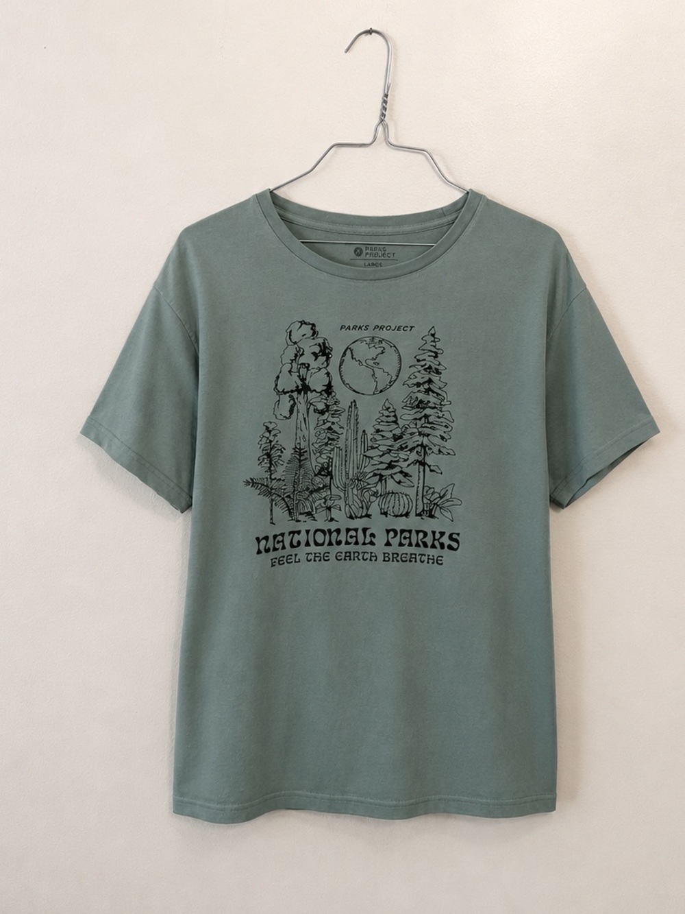 Parks Project  national parks Short Sleeve Tee - Sage Green with Black Graphic